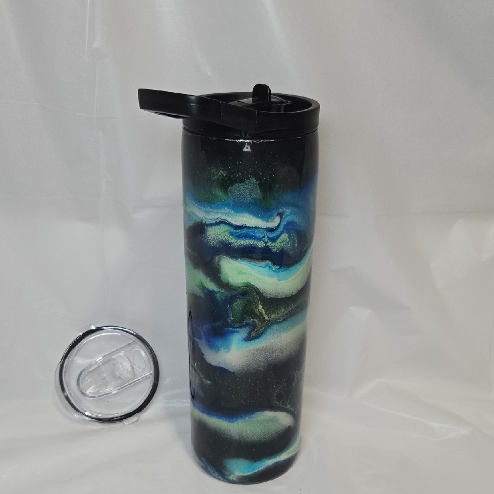 30oz Stylish Black and Green Tumbler 2 Lids - Glow - Picture 3 of 6